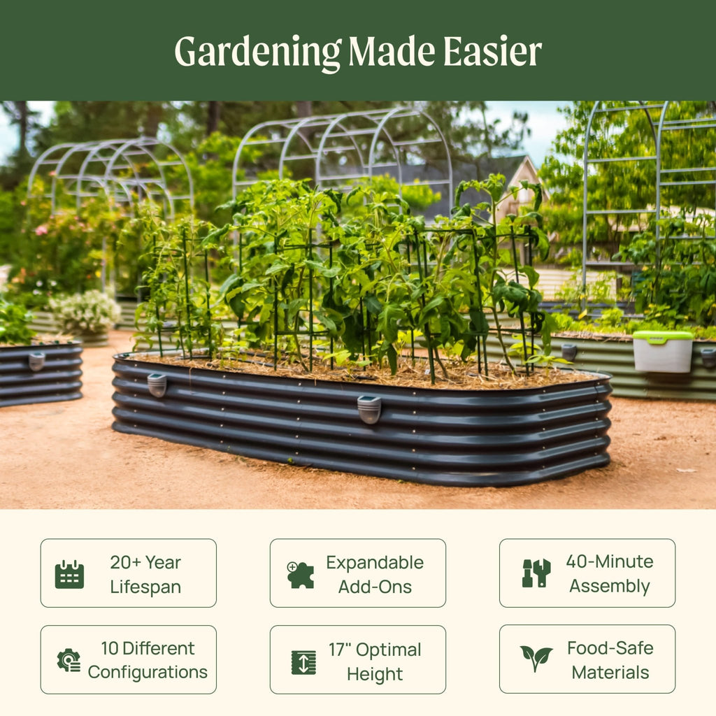 17" Tall 10 In 1 Jumbo Modular Metal Raised Garden Bed Kit - Cheeky Garden
