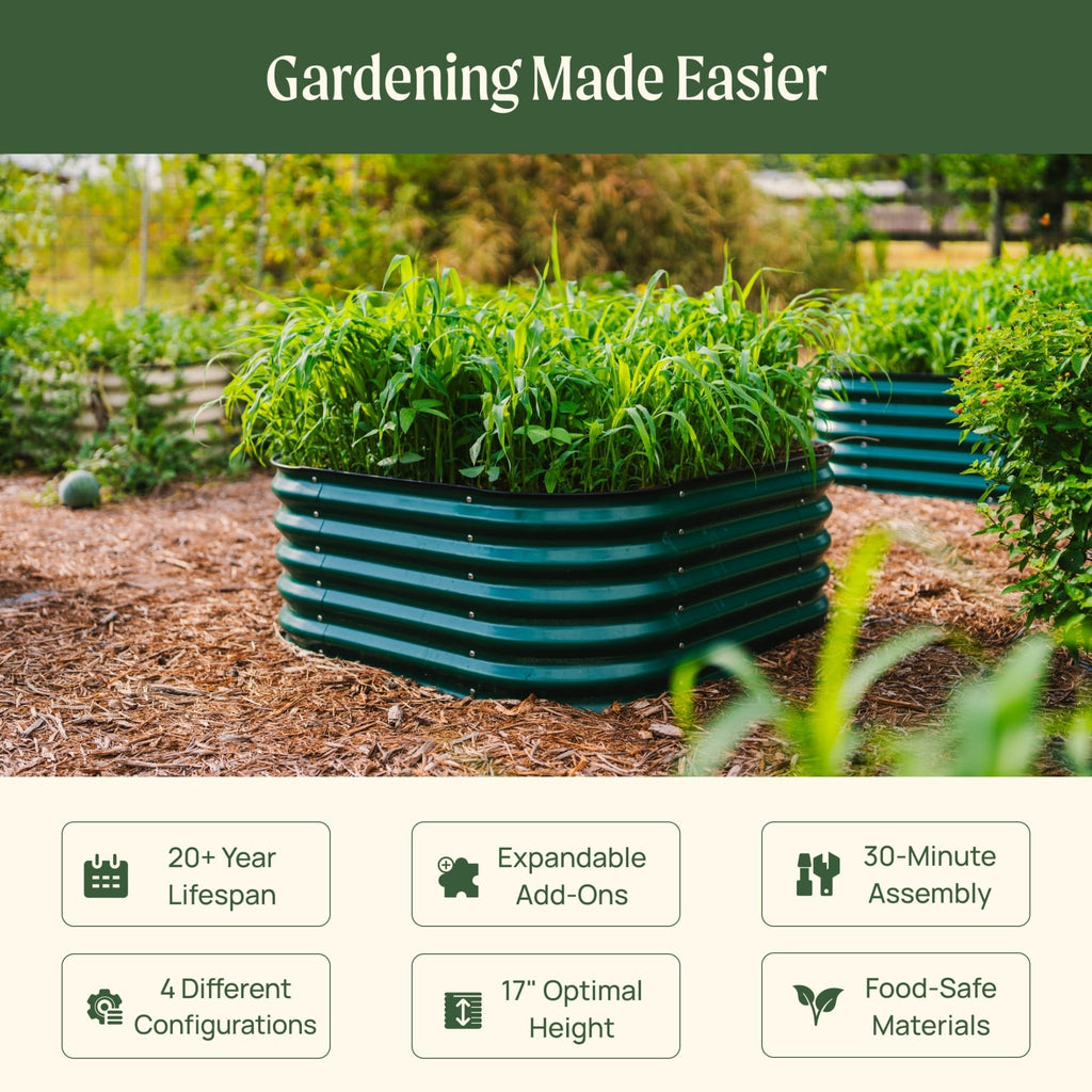 17" Tall 4 In 1 Small Modular Metal Raised Garden Bed Kit - Cheeky Garden