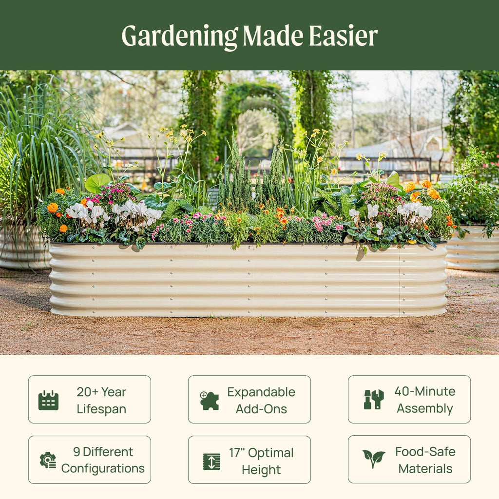 17" Tall 9 In 1 Large Modular Metal Raised Garden Bed Kit - Cheeky Garden
