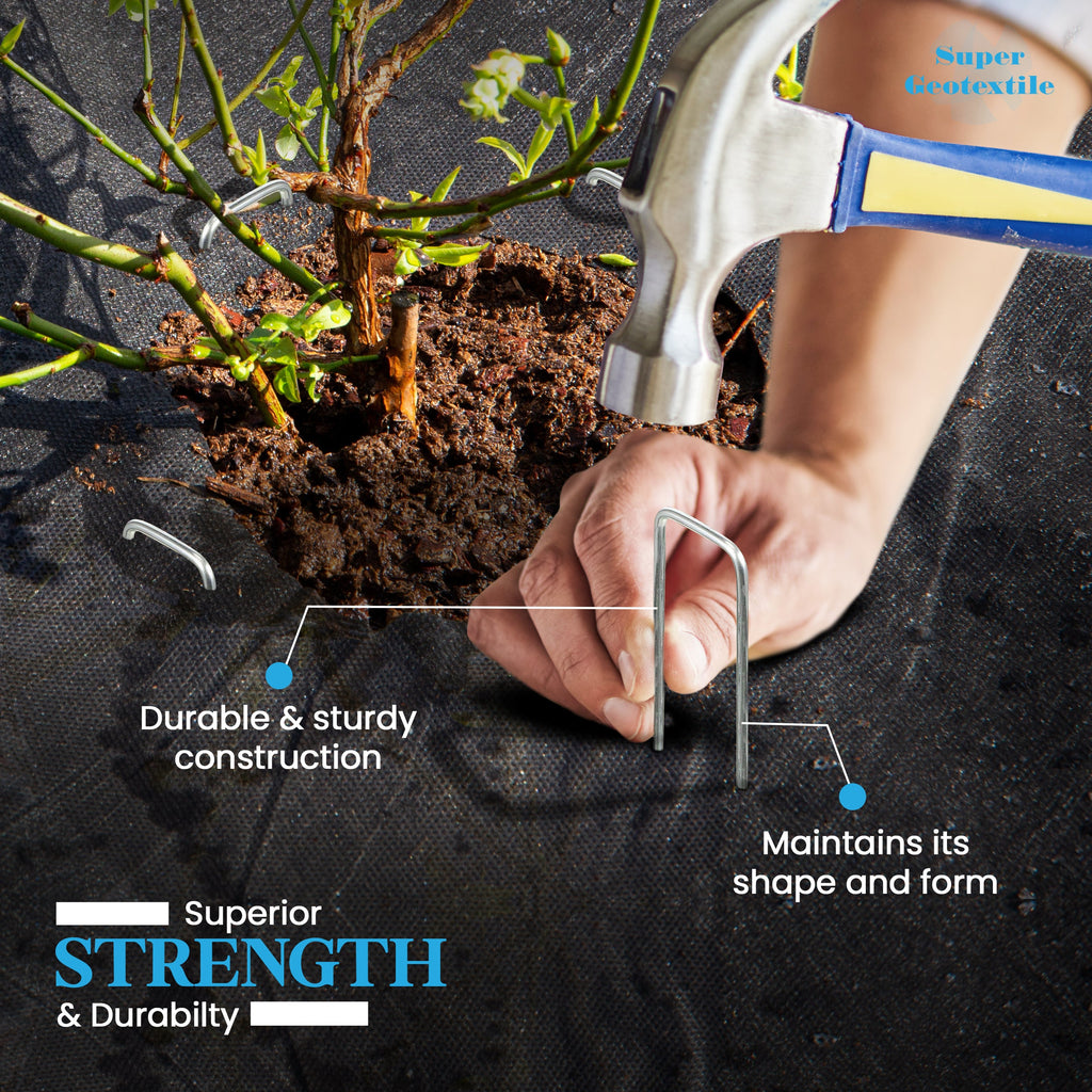 Landscape Staples - Heavy Duty 11 Gauge Galvanized U-Shaped Sod Pins for Weed Barrier and Landscaping