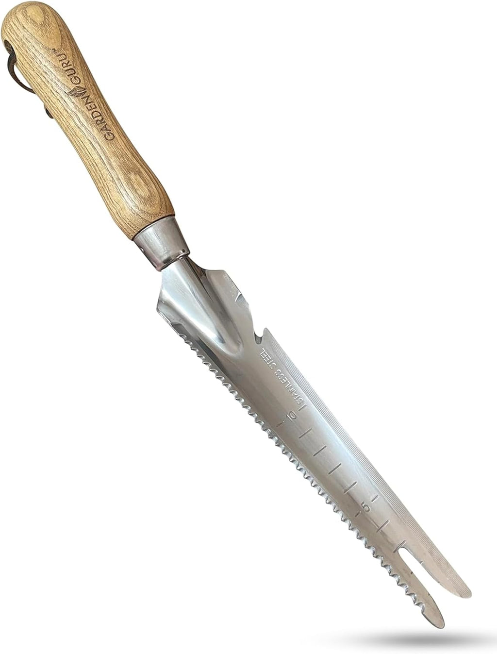 Stainless Steel 5-in-1 Weeder Trowel (classic wood handle) - Cheeky Garden