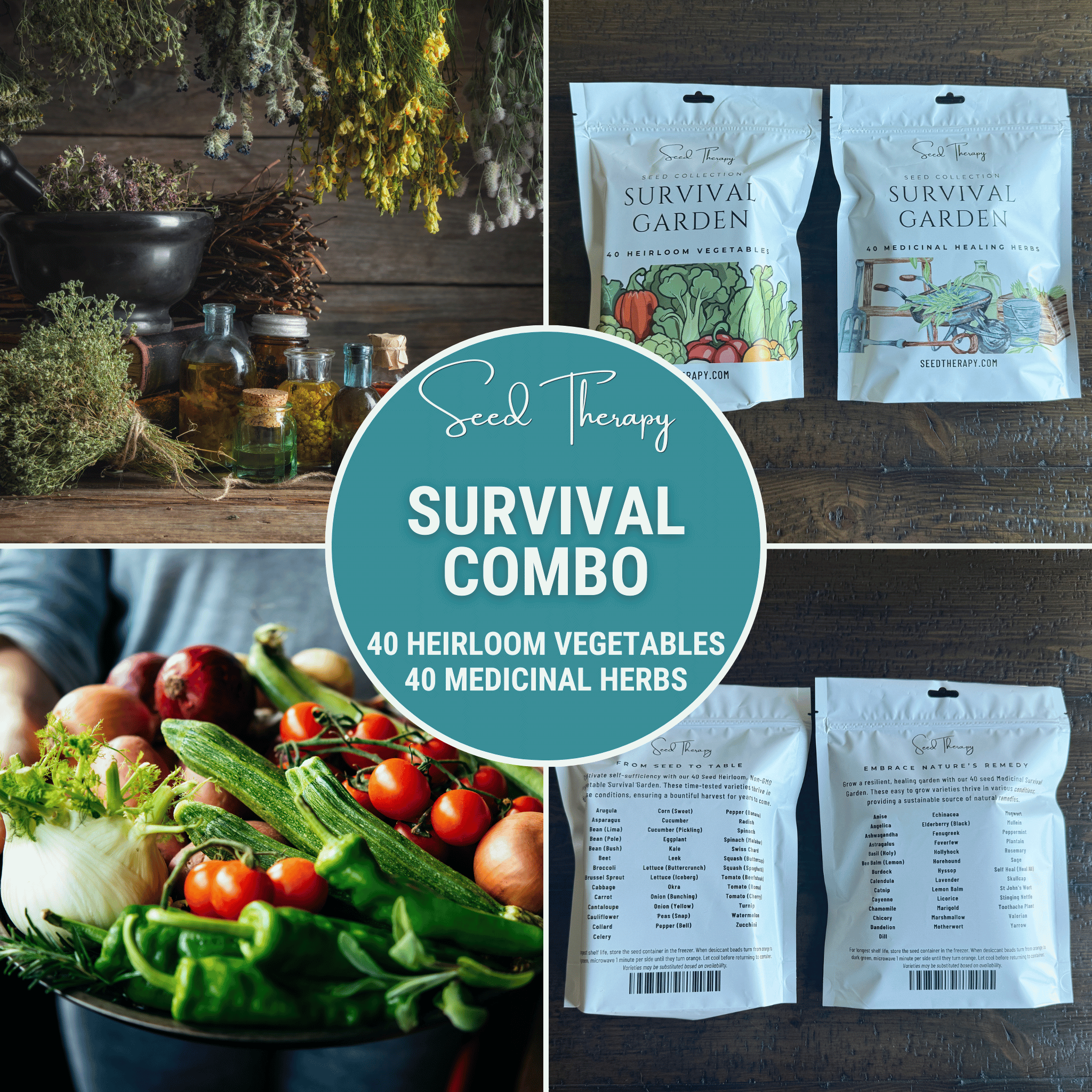 Survival Garden Combo – 40 Vegetable & 40 Medicinal Herb Varieties - Cheeky Garden